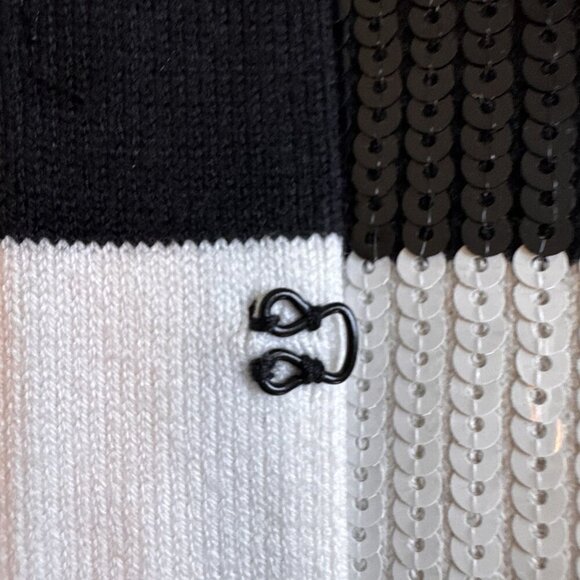 Ann Taylor Blazer Jacket Size Small Full Sequin Black And White Striped Lined - Picture 13 of 16